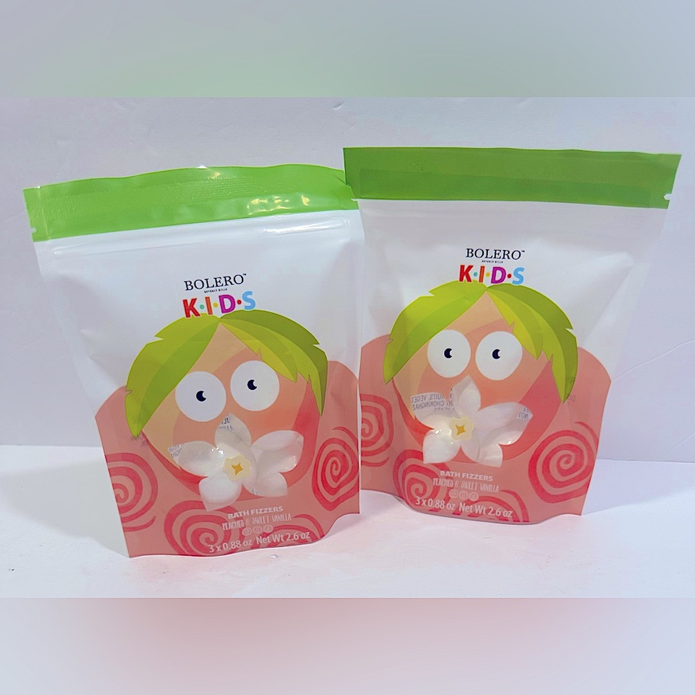 2 Pack Bolero Kids Bath Fizzers Peaches & Sweet Vanilla